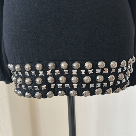 Sexy Black Studded Deep V-Neck Hoodie By Rain Size Large - Picture 4 of 11